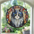 Cat Black & White Stained Glass Effect Suncatcher